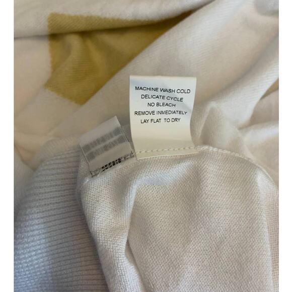 PLANET Lauren G White Yellow Diamond Print Pointed Hem Dolman Sweater One Size - Picture 10 of 10